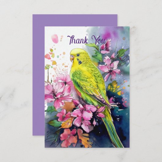 Parakeet Bedankt Opmerking Kaart (Voorkant / Achterkant)