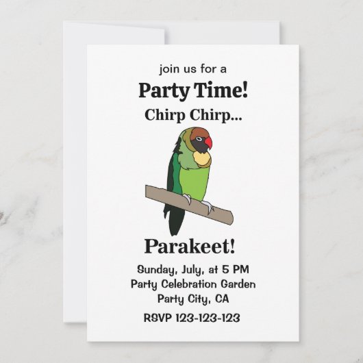 Parakeet Bird Funny Party Kaart (Voorkant)