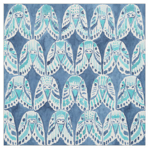 PARAKEET OVER HET HERPEAT Blue Boho Budgie Pattern Stof