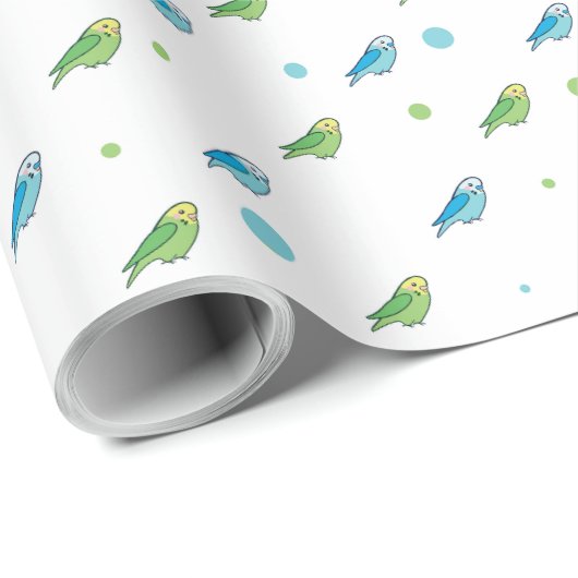 Parakeet polka dot wrapping paper cadeaupapier (Rol Hoek)