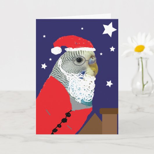 Parakeet Santa Clause Christmas Card Kaart (Kleine Plant)
