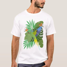Parakeet with leaves t-shirt