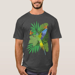 Parakeet with leaves t-shirt