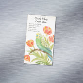 Parakeet with Tulips Exotic Pets Magnetisch Visitekaartje (Voorbeeld)