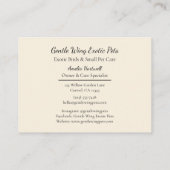 Parakeet with Tulips Exotic Pets Visitekaartje (Achterkant)