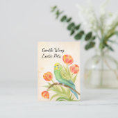 Parakeet with Tulips Exotic Pets Visitekaartje (Staand voorkant)