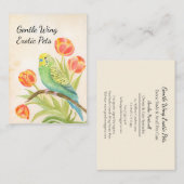 Parakeet with Tulips Exotic Pets Visitekaartje (Voorkant / Achterkant)