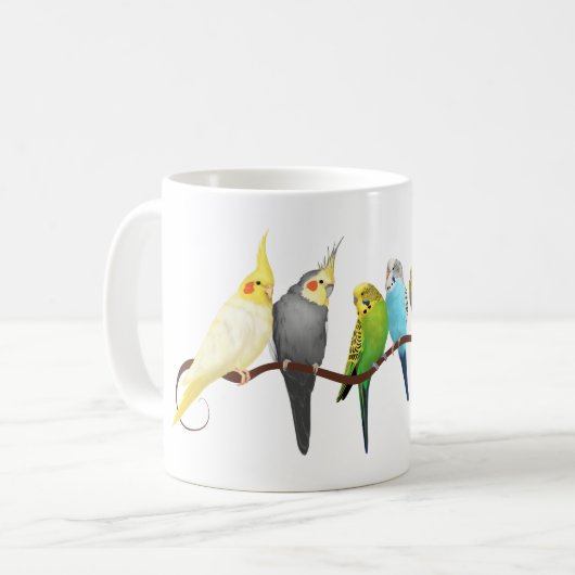 Parakeets & Cockatiels! Koffiemok (Voorkant links)