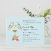 Parakeets Couples Wedding Shower Invitation Kaart (Staand voorkant)
