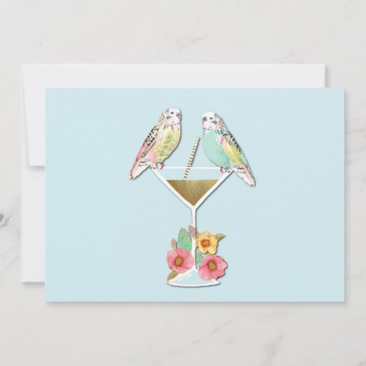 Parakeets Couples Wedding Shower Invitation Kaart (Achterkant)