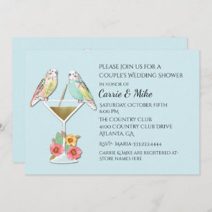 Parakeets Couples Wedding Shower Invitation Kaart