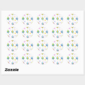 Parakeets- en poolpuntenpatroon ronde sticker (Vel)