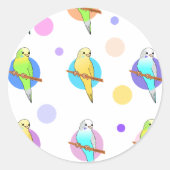 Parakeets- en poolpuntenpatroon ronde sticker (Voorkant)