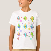 Parakeets- en poolpuntenpatroon t-shirt (Voorkant)