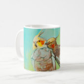 Parakeets in Love Light Blue Wraparing Koffiemok (Voorkant links)