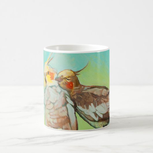 Parakeets in Love Light Blue Wraparing Koffiemok (Center)