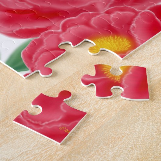 Parakeets in Peony Flowers Puzzle Legpuzzel (Zijkant)