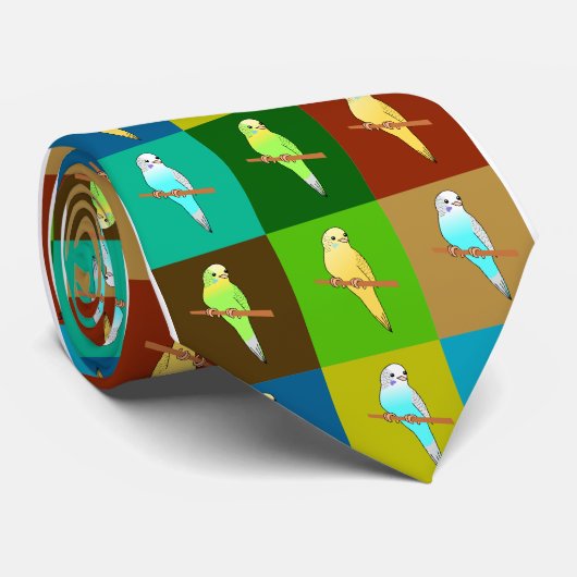 Parakeets met zijspan ontwerp in oortige tonen stropdas (Opgerold)