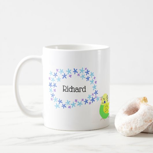 Paraket Budgie Budgerigar Bird lover Aangepaste na Koffiemok (Met donut)