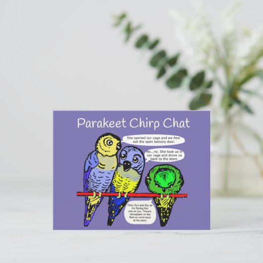 Paraket Chirp en Talk is Cheep Briefkaart (Staand voorkant)