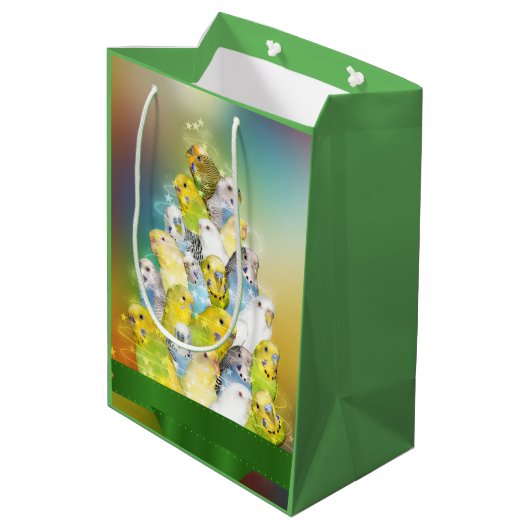 Paraket kerst medium cadeauzakje (Achterkant Gekanteld)