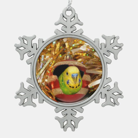 Paraket kerst tin sneeuwvlok ornament (Voorkant)