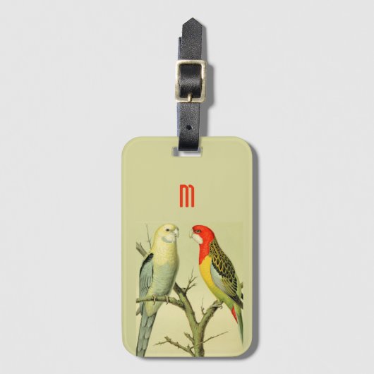  paraketten - monogrammen bagagelabel (Voorkant (verticaal))