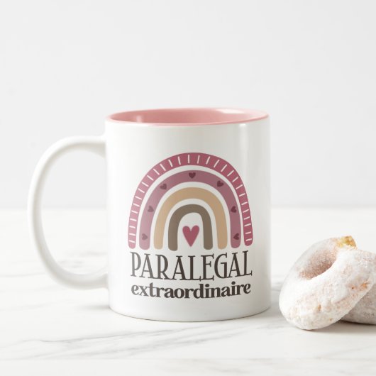 Paralegal appreciation tweekleurige koffiemok (Met donut)