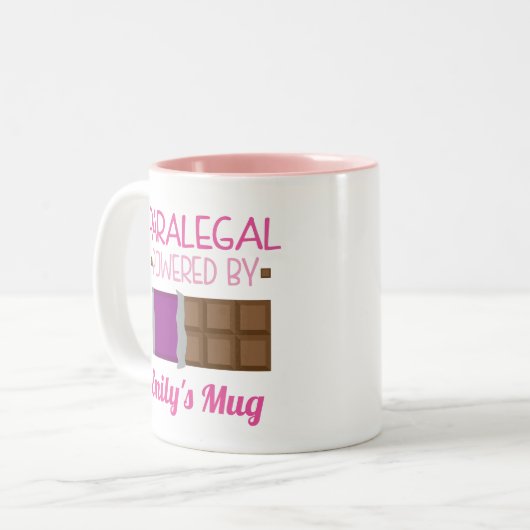 Paralegal Funny Personalized Gift Tweekleurige Koffiemok (Voorkant links)