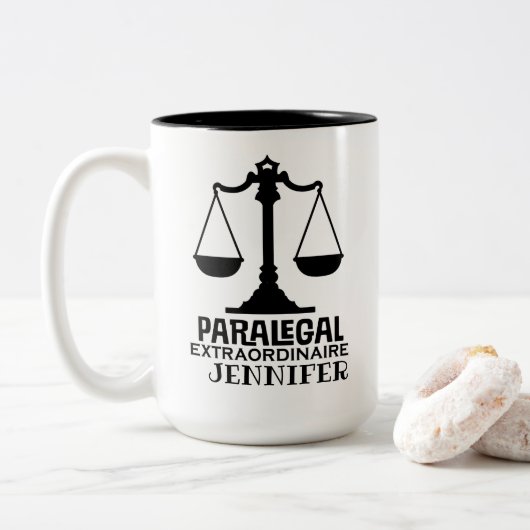Paralegal Law Kantoor Gift Tweekleurige Koffiemok (Met donut)