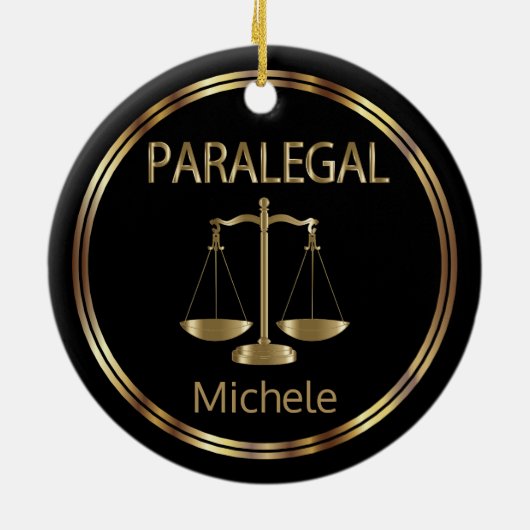 Paralegal ⚖ - zwart en goud keramisch ornament (Achterkant)