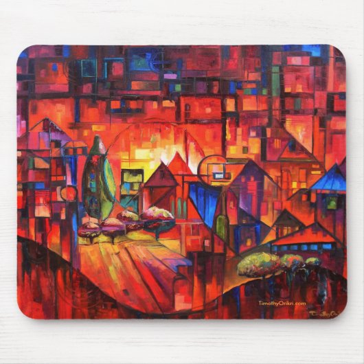Parallax Cityscape - Mousepad Muismat (Voorkant)