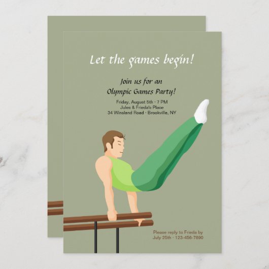 Parallel Bars Gymnast Invitation Kaart (Voorkant / Achterkant)