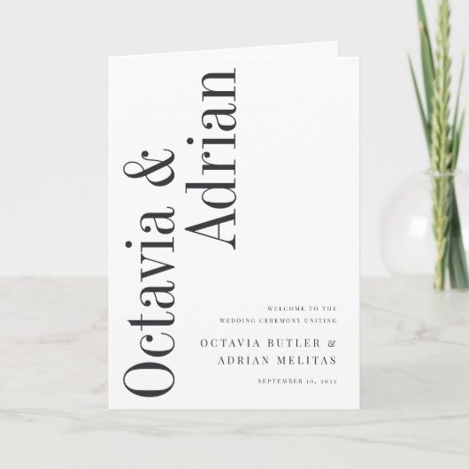 Parallel | Moderne Trouwkaart in zwart-wit Programma (Voorkant)