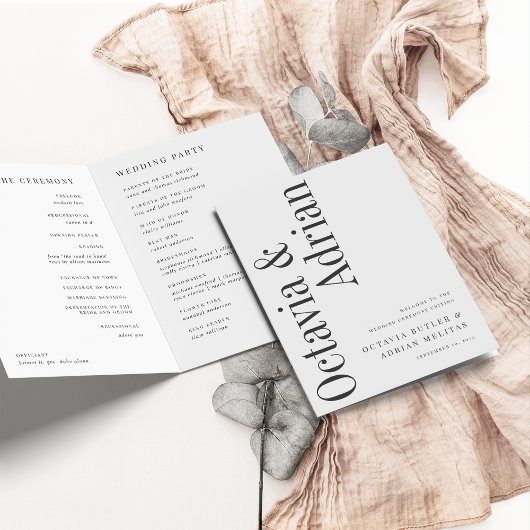 Parallel | Moderne Trouwkaart in zwart-wit Programma