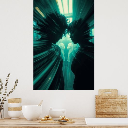 Parallel Pulse – Neon Sci-Fi Art Print (Keuken)