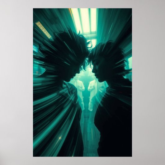 Parallel Pulse – Neon Sci-Fi Art Print (Voorkant)