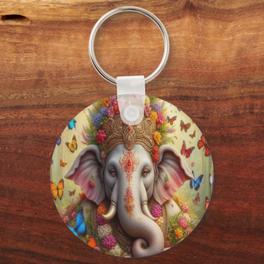 Parallel Realms Elephant and Butterflies sleutelha Sleutelhanger (Achterkant)