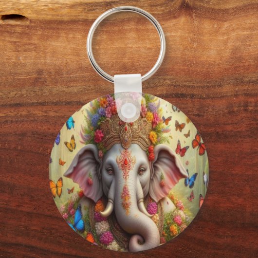 Parallel Realms Elephant and Butterflies sleutelha Sleutelhanger (Voorkant)