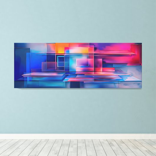 "Parallel Realms of Color" Hedendaags Abstract Canvas Afdruk (Insitu (Houten vloer))