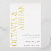 Parallelle | Modern Black & Gold Typography Weddin Folie Uitnodiging (Voorkant)