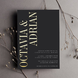 Parallelle | Modern Black & Gold Typography Weddin Folie Uitnodiging