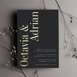 Parallelle | Modern Black & Gold Typography Weddin Folie Uitnodiging