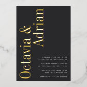 Parallelle | Modern Black & Gold Typography Weddin Folie Uitnodiging (Voorkant)