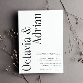 Parallelle | Modern Black & White Typography Weddi Kaart