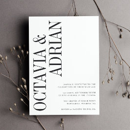 Parallelle | Modern Black & White Typography Weddi Kaart