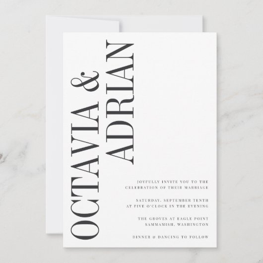 Parallelle | Modern Black & White Typography Weddi Kaart (Voorkant)