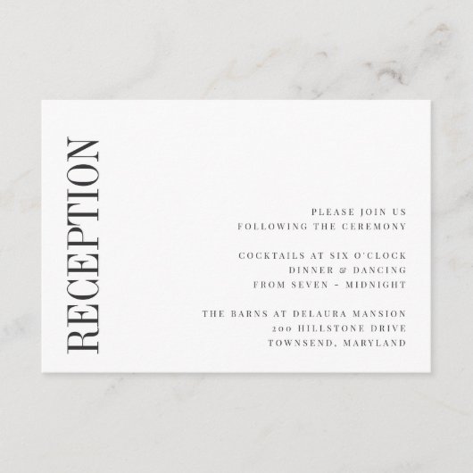 Parallelle | Moderne ontvangst van zwart-witbruilo Informatiekaartje (Voorkant)