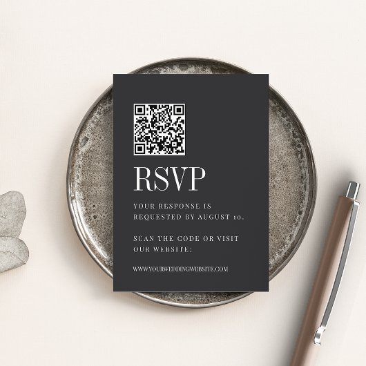 Parallelle Moderne Zwart & Wit Huwelijk QR Code RS Informatiekaartje