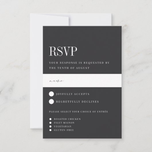 Parallelle Moderne Zwart & Wit Maaltijd Keuze Brui RSVP Kaartje (Voorkant)
